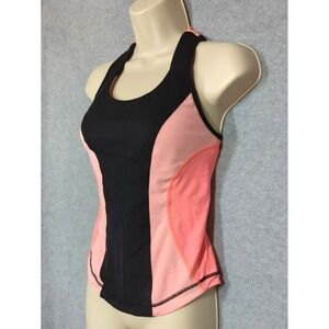 Lululemon Women's Cardio Kick Tank Size 4 Color Block Pink Black  Peach